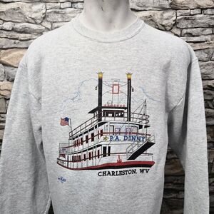 Fruit of the Loom Vintage Gray Charleston WV P.A  Denny Men's Crewneck Sweater